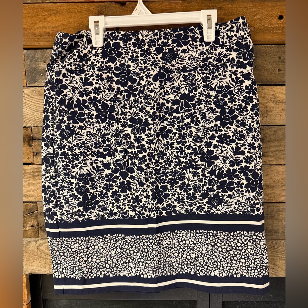 Margaret M Navy and White Floral Mini Skirt